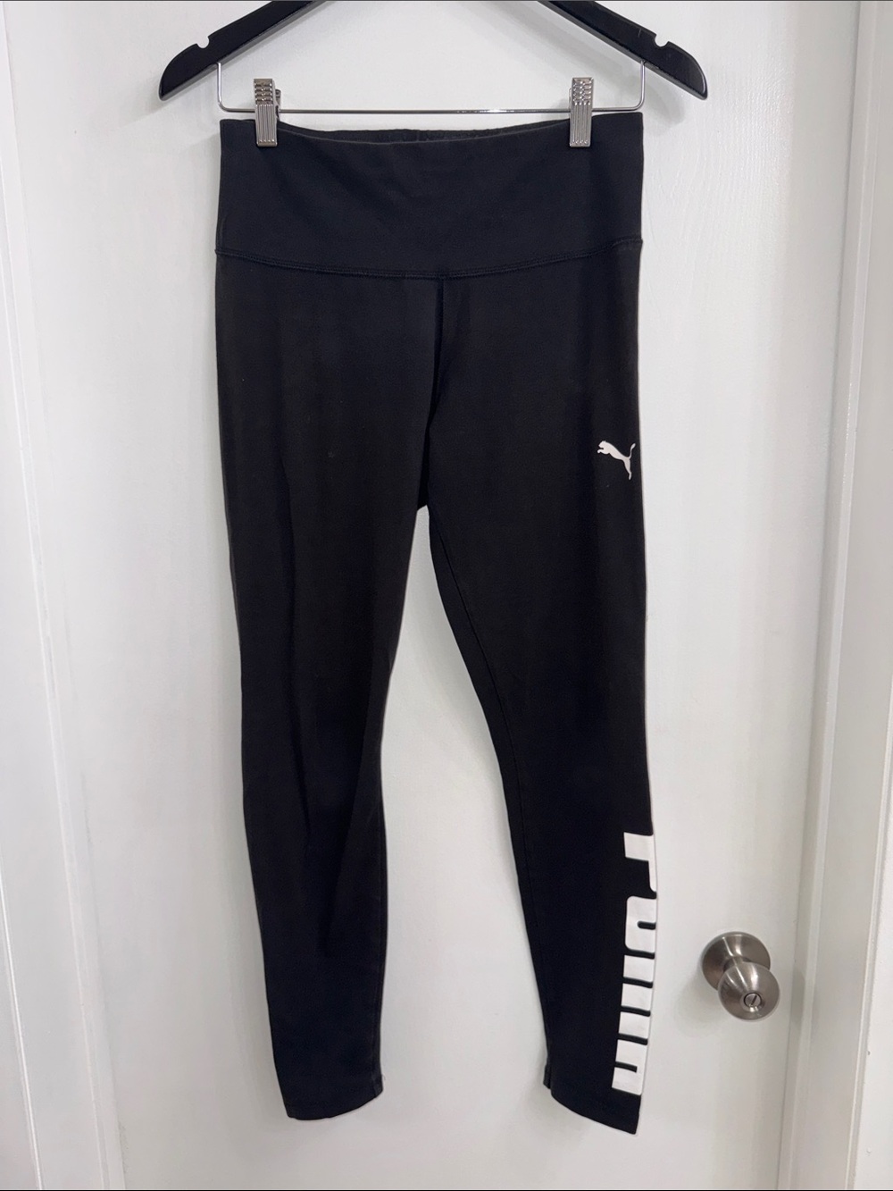 Puma Black Leggings with White Logo Accent - Kids Bottoms